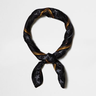 Black metallic print neck scarf